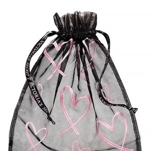Victoria's Secret Sheer Black Bag with Pink Hearts